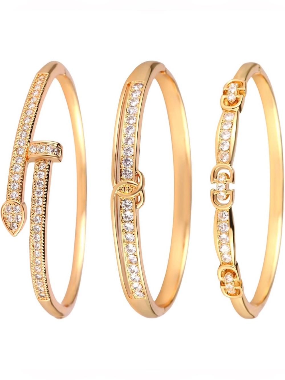 Anthropologie Gold Crystal Stackable Bangle Set